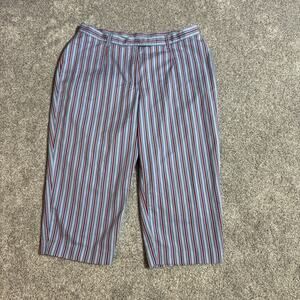 Vintage 90s Capri Pants Womens Size 14 Petite Preppy Office Pinstriped Business